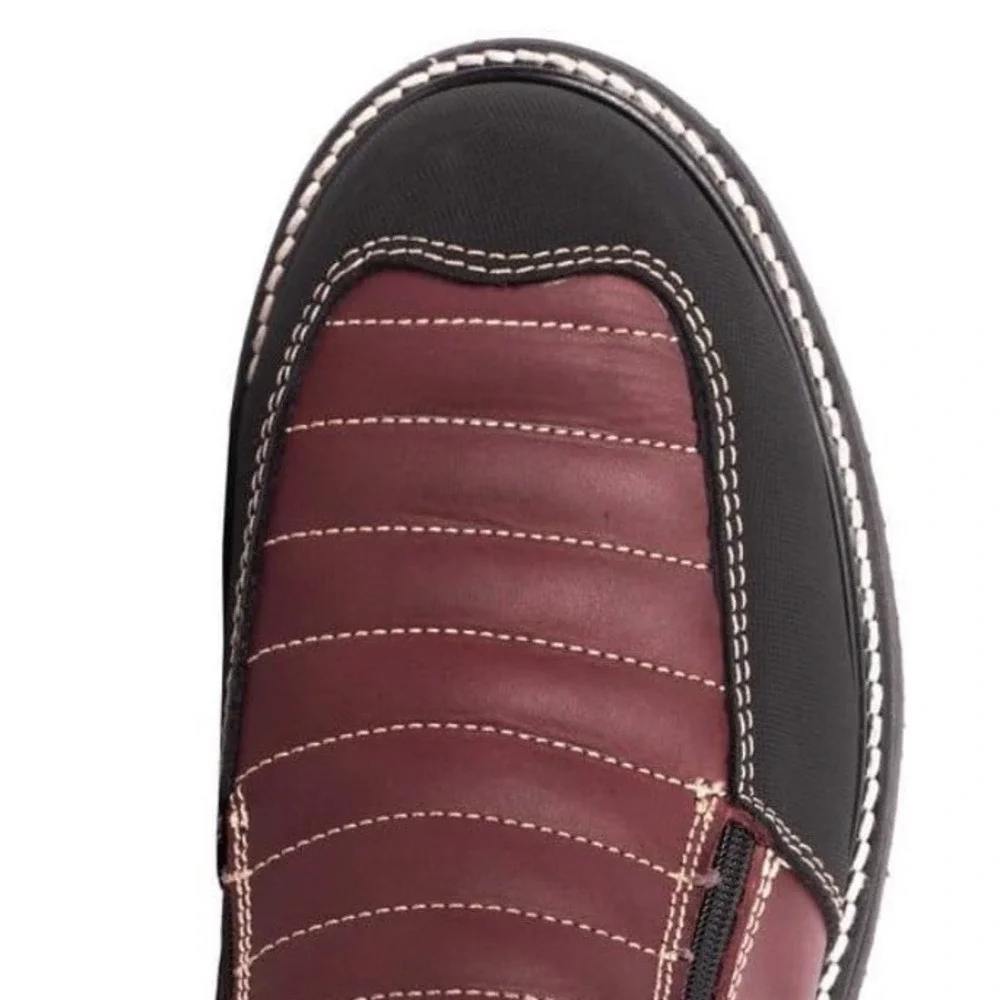 Hammer Force HM-338 Mens Wine Leather Dual Zipper Comfort Work Boots Sz 7 US